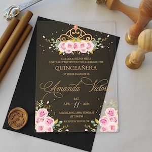 Quinceanera Einladung, Acryl Quinceanera Einladung, Sweet 16 Einladung, Sweet 15, 16 Jahre, 15 Jahre, Acryl Quinceanera Einladung