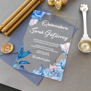 Quinceanera Einladung, Acryl Quinceanera Einladung, Sweet 16 Einladung, Sweet 15, Quinceanera Karte, Acryl Quinceanera Einladung,