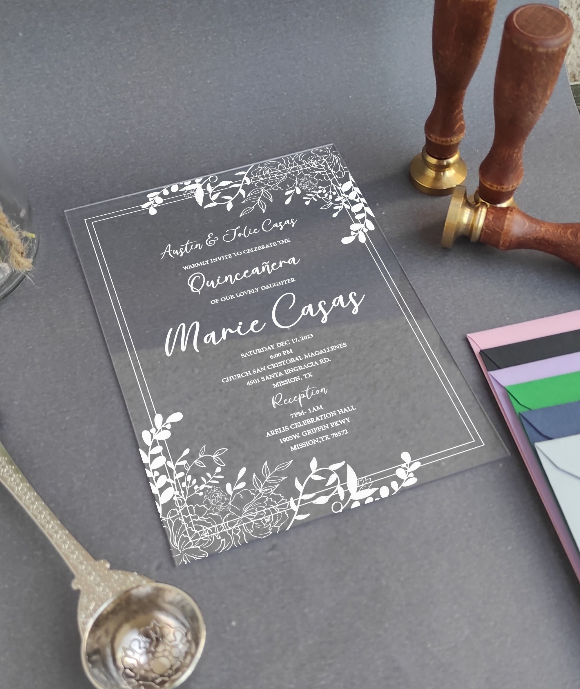 Quinceanera Invitation Acrylic Invitation Quinceanera Sweet Etsy