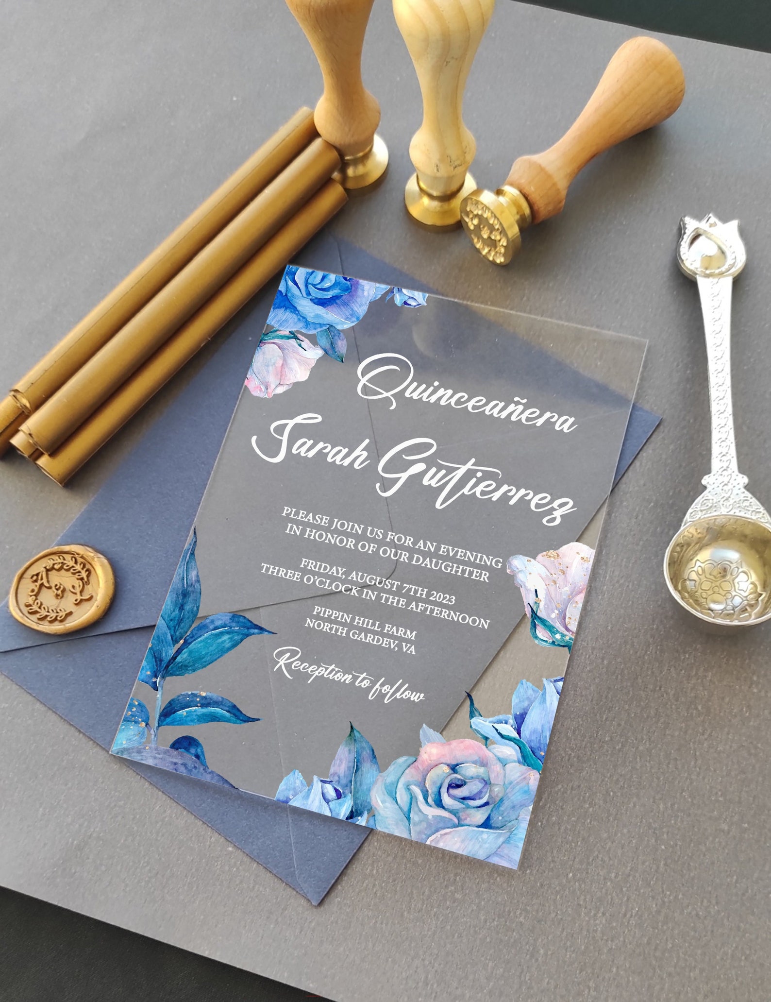 Quinceanera Invitation Acrylic Invitation Quinceanera Sweet Etsy
