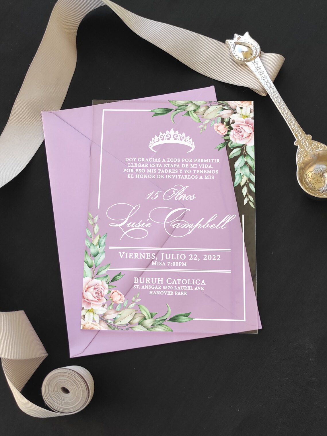 Quinceanera Invitation Acrylic Invitation Quinceanera Sweet Etsy