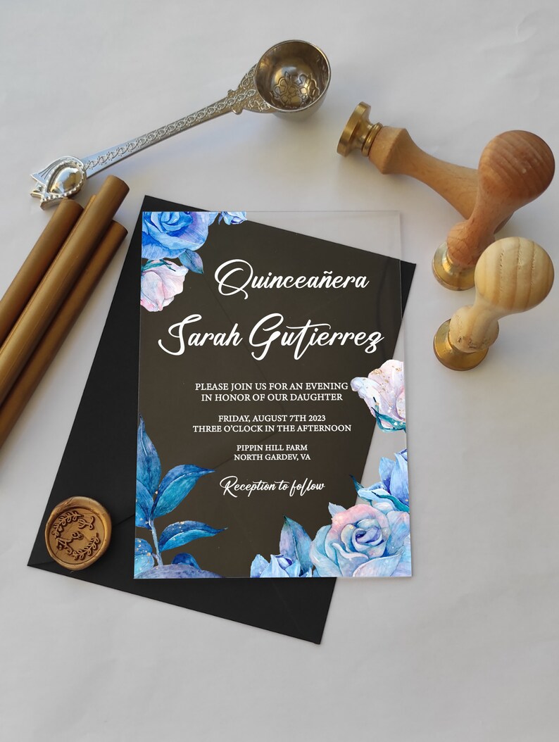 Quinceanera Invitation Acrylic Invitation Quinceanera Sweet Etsy