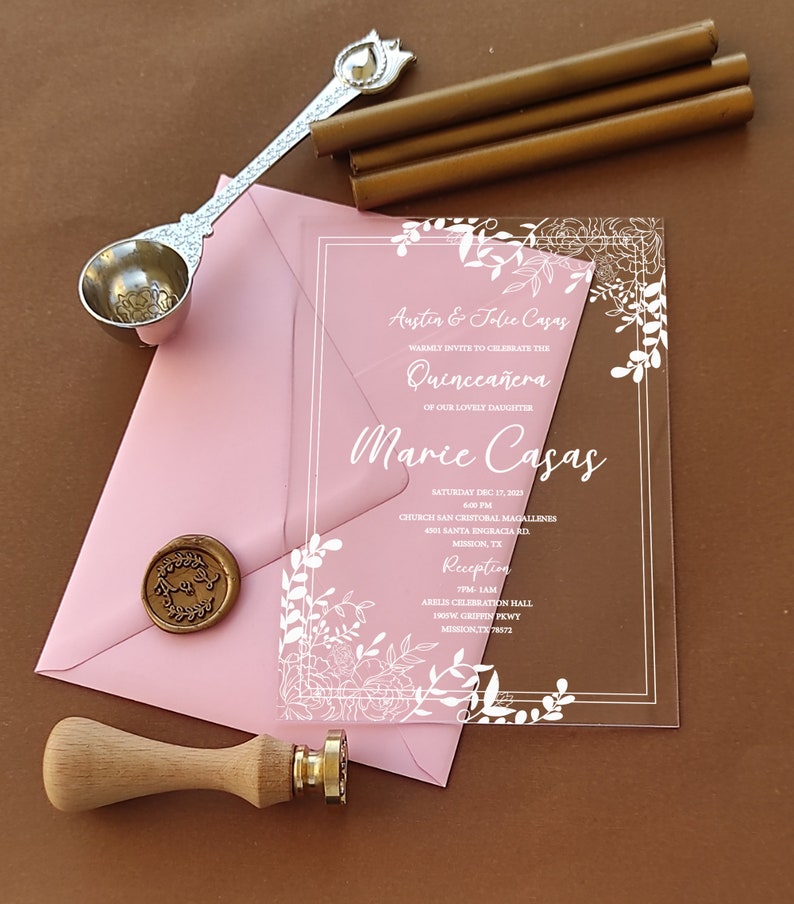 Quinceanera Invitation Acrylic Invitation Quinceanera Sweet Etsy