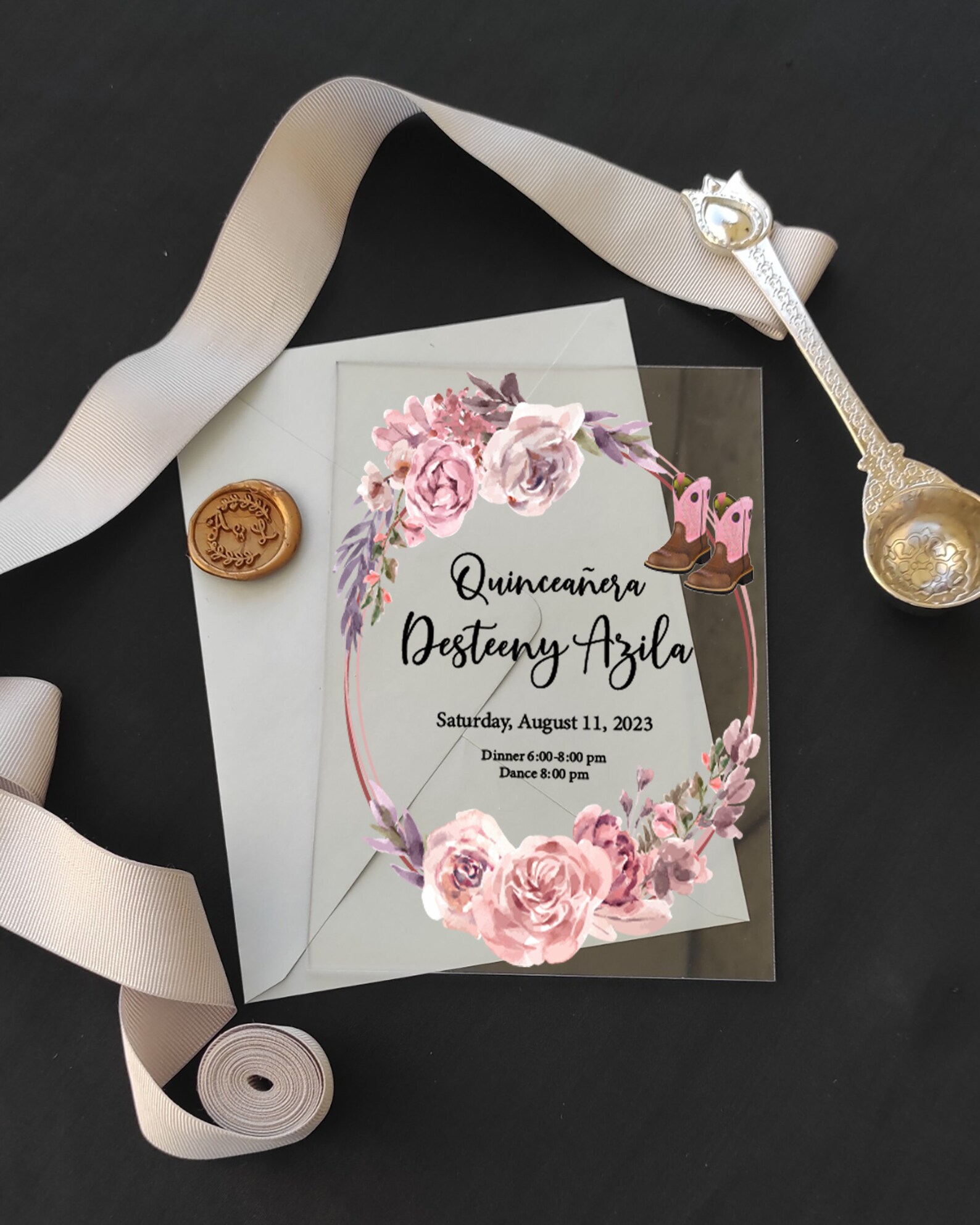 Quinceanera Invitation Acrylic Invitation Quinceanera Sweet Etsy