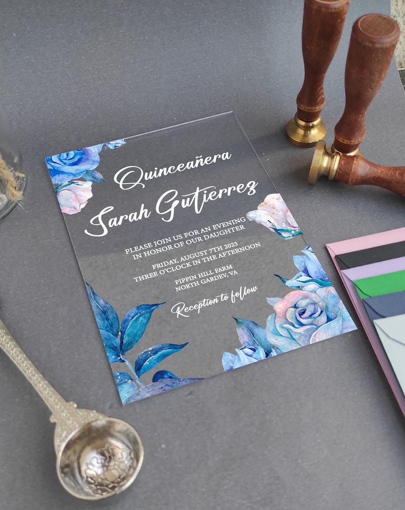 Quinceanera Invitation Acrylic Invitation Quinceanera Sweet Etsy