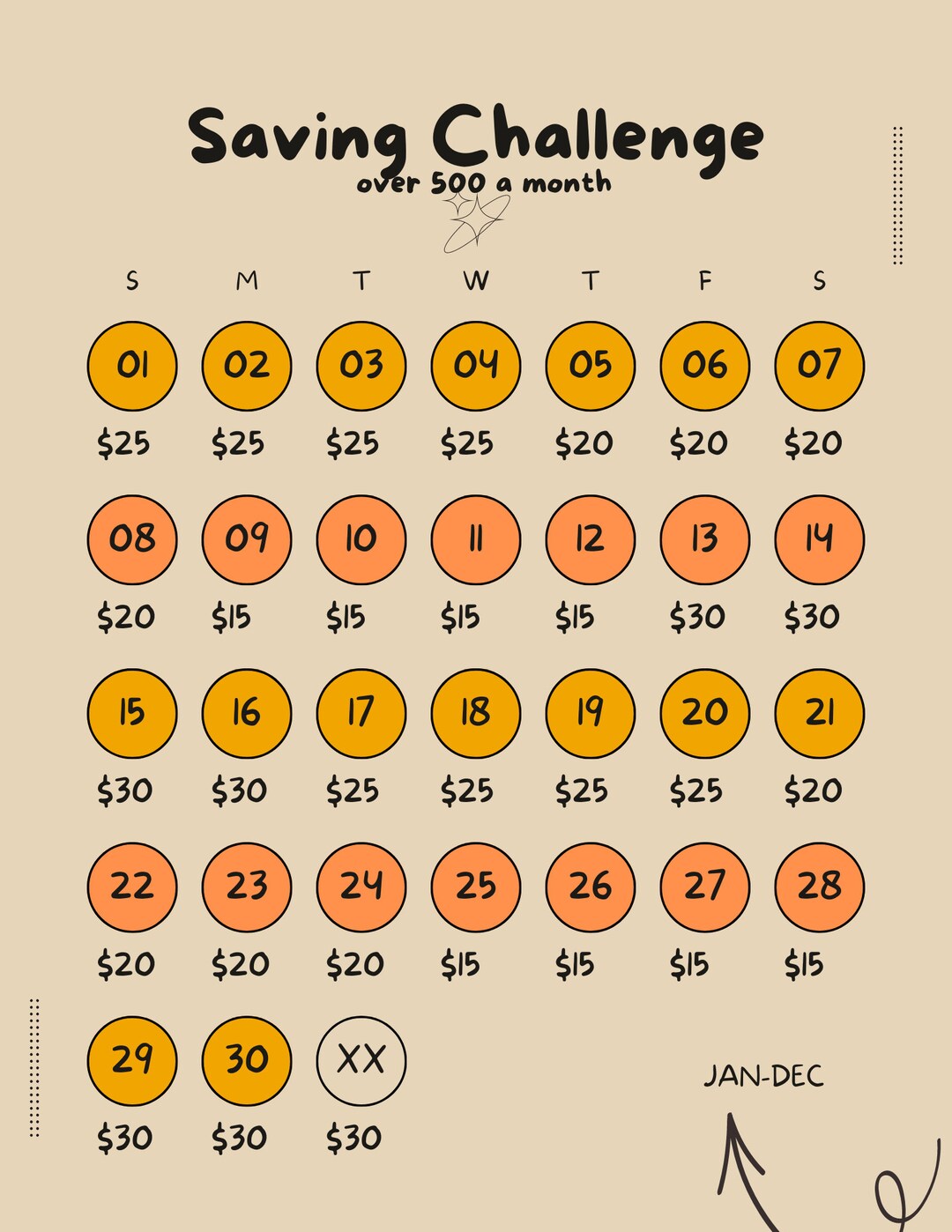 Money Challenge Savings Printable Savings Challenge Save Etsy
