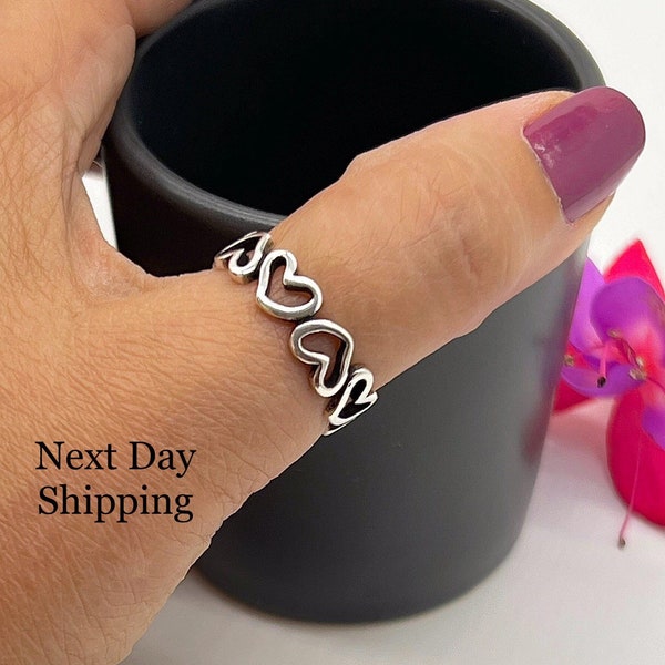 Adjustable Silver Ring,Silver Heart Ring,Thumb Silver Ring,Chunky Ring,Rings For Women,Dainty Silver Ring,Valentines Day Gift For Her