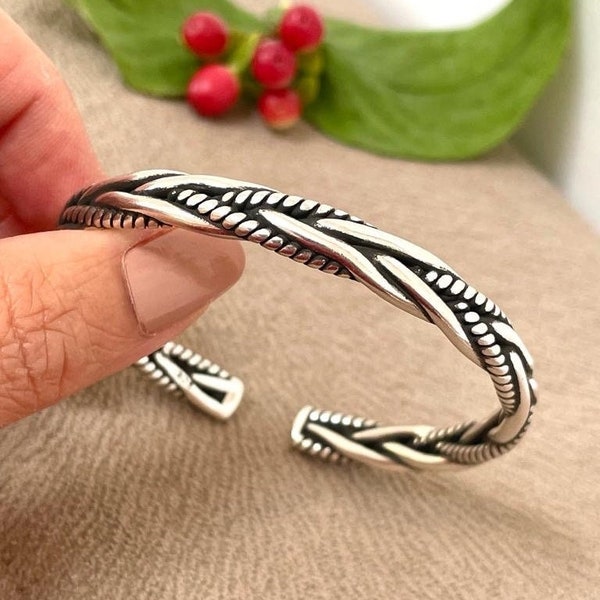 Viking Silver Bracelet,Adjustable Silver Bangle Bracelet,Thin Bangle Men,Cuff Bracelet,Silver Cuff,Father's Day Gift,Men Bracelet