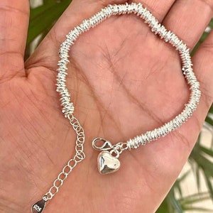 Adjustable Silver Bracelet,Dainty Chain Bracelet for Women,Tiny Heart Bracelet,Women bangle,Mother’s Day Gift,Gift for Her