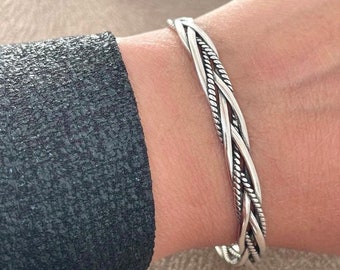 Silver Adjustable Viking Twist Knot Bracelet,Thin Bangle for Women,Vintage Cuff Bracelet,Mother’s Day Gift,Gift For Her,Women Bracelet