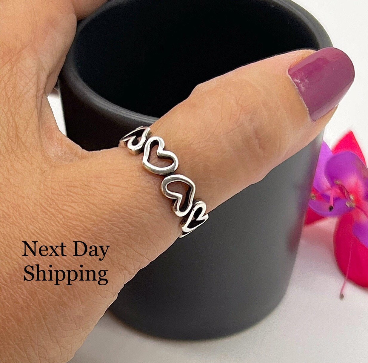 Polished open heart ring outlet