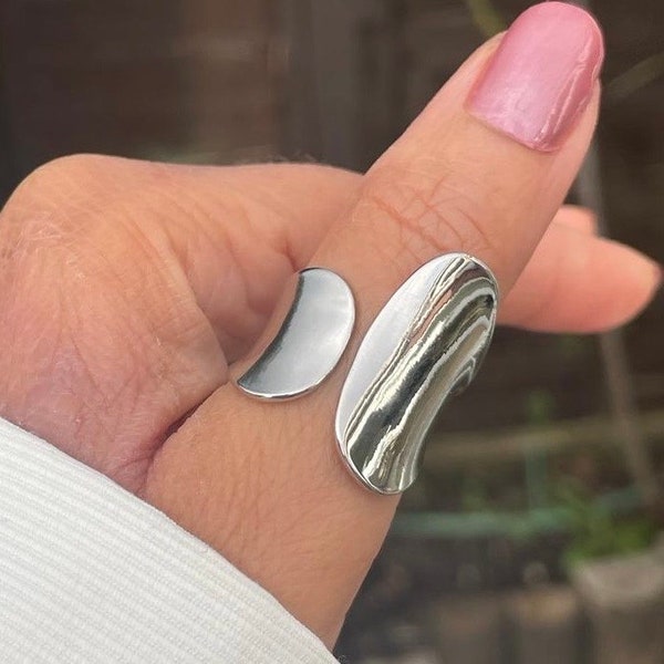 Chunky Silver Statement Ring,Adjustable Geometric Ring,Open Ring, Rings for Women,Birthday Gift,Thumb ring,Mothers Day Gift,Gift For Her