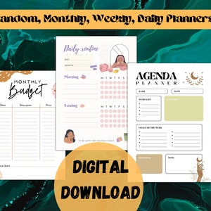 Random monthly, daily, weekly planner checklist, budgeting easy for everyday use