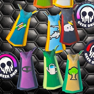 Confezione da 23 / 23 SkillCapes di OSRS (confezione di adesivi impermeabili) di OldschoolRunescape (taglio a tintura) Dimensioni: 1,7 pollici x 3,3 pollici