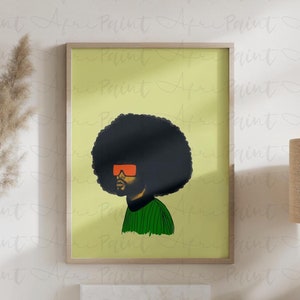 Arte murale di un tizio figo, illustrazione afro retrò, arte afroamericana, stampa artistica nera groovy, poster con capelli afro, arte minimalista di un uomo di colore