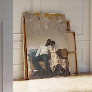 Póster de amor negro, póster de pareja negra, pareja romántica, hombre y mujer negros, afroamericano, regalo de primer aniversario.