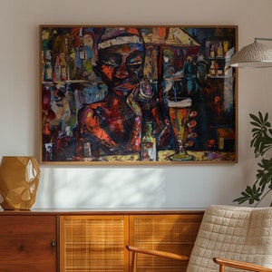 African Man Drinking a Beverage Wall Art, Abstract African Art, African Art, Nigerian art, West African Art, Housewarming Gift, Poster Art