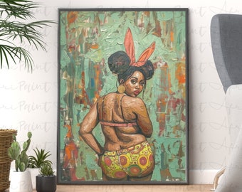 Body Positive Digital Wall Art, Curvy Beautiful Black Woman, Big Girl, Plus Size, Self Love, Feminist, Female Figure Poster, Affirmations