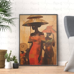 Fashionable African Women Digital Printable Wall Art| Vintage African Art| African Wall Art|