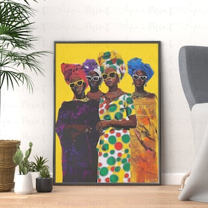 Mothers Meeting Digital Printable Art, African Art, Afrocentric Wall Art, African Abstract Poster, African Illustration, Black Woman Art