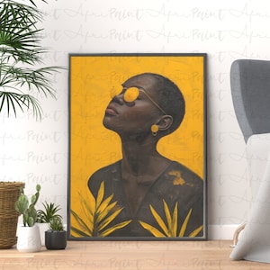 Peace and Ambience Digital Printable Wall Art, Beautiful Black Woman, African American, Contemporary poster, modern design, home decor