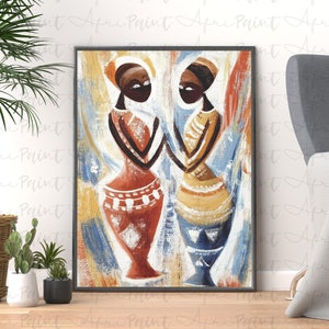 Póster de arte mural de estilo africano de Matisse, mujer en jarrón, impresión étnica africana abstracta, decoración del hogar afrocéntrica, arte moderno audaz, arte en tonos neutros