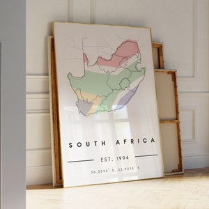 SOUTH AFRICA Map Poster Print| South Africa Poster Printable Art| African Minimalist Wall Art| South Africa Flag Wall Art| African Art