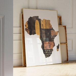 Impresión de póster de mapa africano / Tela de barro / Arte mural africano / Póster de arte africano / Arte africano minimalista / Descarga de arte africano digital imprimible /