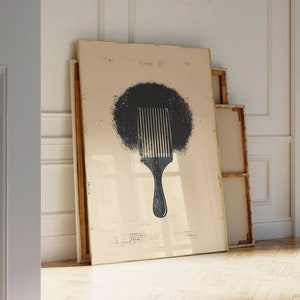 Vintage Afro Haarkamm digitale druckbare Wandkunst, afrikanisches Plakat, afrocentric Kunst, Afro-Hauch, Afro-Pick-Kamm, afroamerikanische Kunst