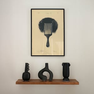 Vintage Afro Haarkamm Wandkunst Afroamerikanischer Poster Afrocentric Afro Puff Pick Kamm Physisches Poster Cooles trendiges Geschenk Modernes Wohndekor