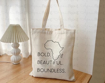 Bold Beautiful and Boundless Classic Tote Bag, Positive Affirmations, African American, Black Girl, Reusable Eco Shopper, Gift for Her