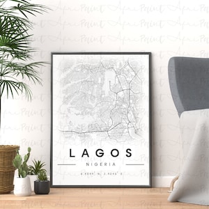 LAGOS, NIGERIA Poster Print| Nigerian Poster Printable Art Download| African minimalist wall art| African Map Printable Poster|