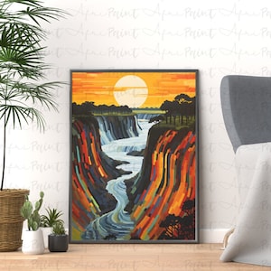 Victoria Falls Abstract Digital Printable Art| African Abstract Art| African Wall Art| Living Room Art| Zimbabwe Wall Art| Zambia Wall Art|