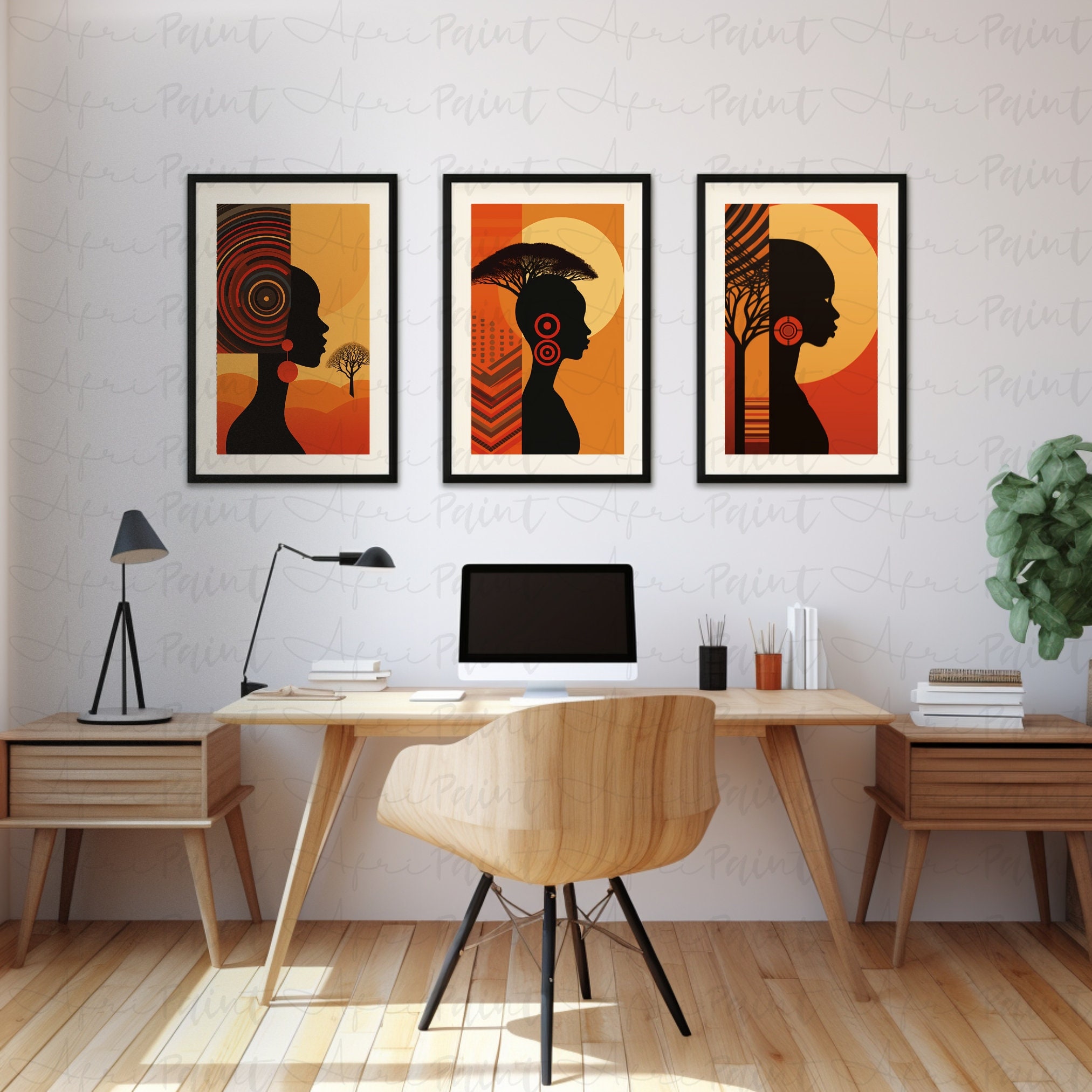 Fangkun Duschvorhang-Set, 183x183 Cm - Afrikanisches Kunstmotiv, Polyester, Mit 12 Haken, Wasserabweisend