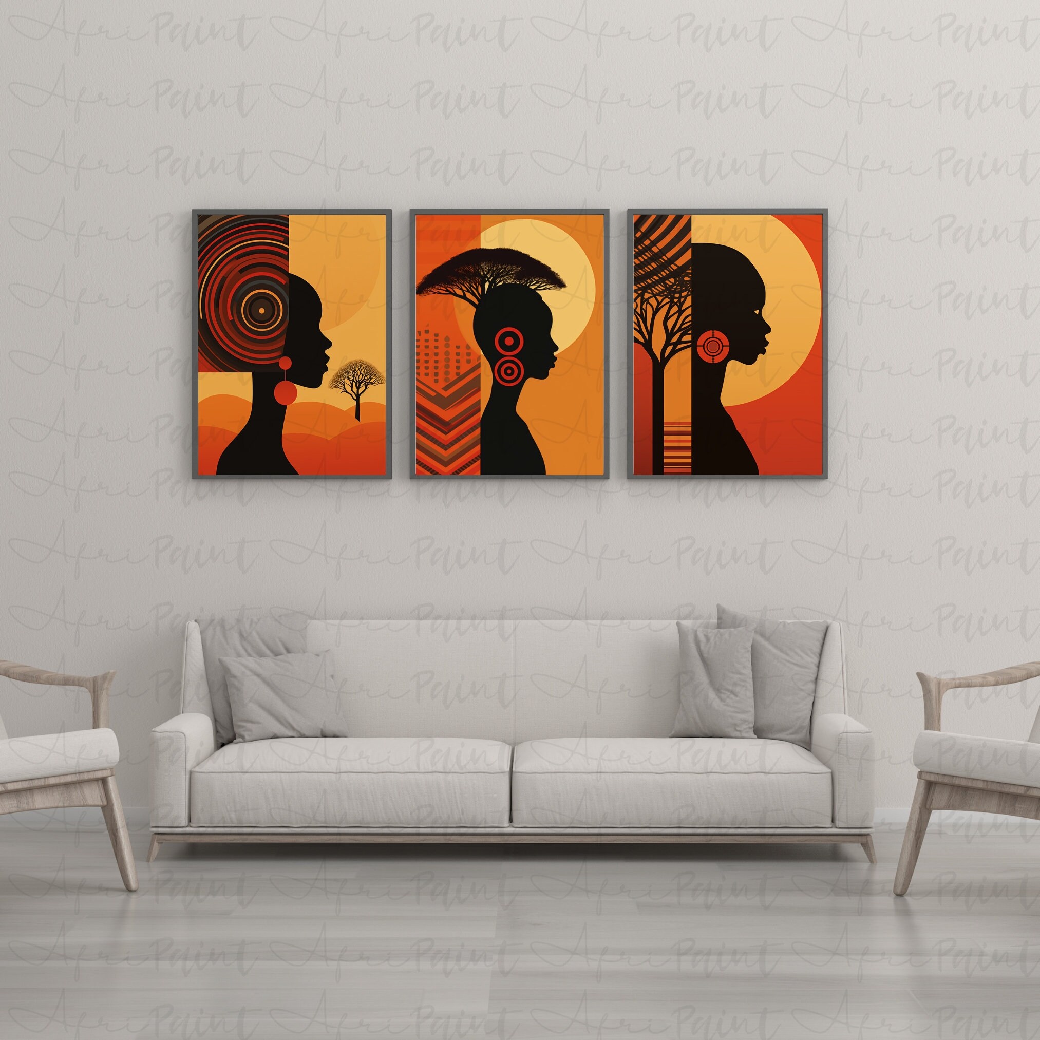 Duschvorhang-Set 'Afrikanische Kunst' – 183x183 Cm, Polyester, Inkl. 12 Haken, Wasserabweisend