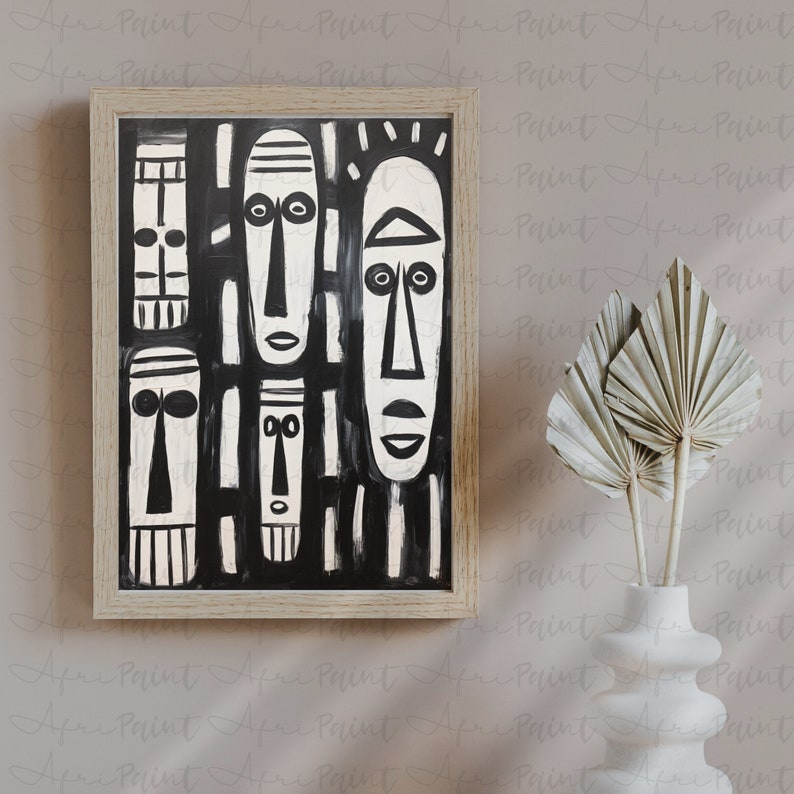 Abstract White and Black African Tribal Wall Art African Oil - Etsy