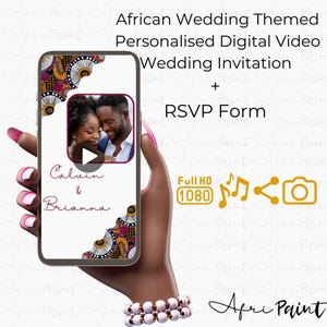 Invito di nozze video personalizzato a tema africano, modulo RSVP personalizzato, invito di matrimonio personalizzato, invito animato, aggiungi la tua foto