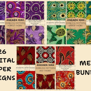 126 Mega Bundle di carte digitali Ankara africane senza soluzione di continuità/ Album digitale/ Carta per album digitale/ Carta digitale africana/ PNG - JPG