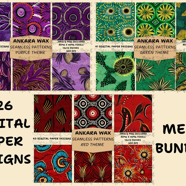 126 naadloze Afrikaanse Ankara Wax digitale papieren Mega bundel | Digitaal plakboek| Digitaal plakboekpapier| Afrikaans digitaal papier| PNG-JPG