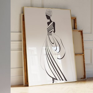 The African Lady&#39;s Silhouette Digital Printable Art| African Wall Art|  African Art| Afrocentric Art| African Minimalist Art| African Décor