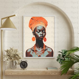 Beautiful Black Woman Digital Printable Art Dark Skinned Black Woman ...