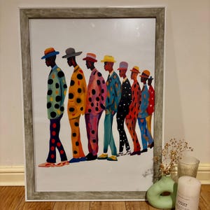 Walking in Style Wall Art, African American Art, Black Man, Trendy Minimalist Design Poster for a Contemporary Theme Space, Acrylic Afro Art