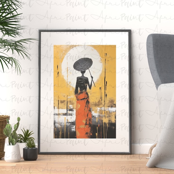 Traditional African art digital printable wall art, Textured oil painting wall art, African style wall art, ethnic wall art, Afrocentric art