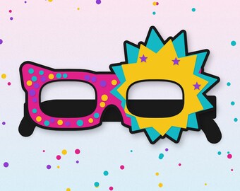 Party Glasses Svg, Oversized Novelty Glasses Cut File, Photo Booth Prop Svg, Gaudy Starburst Glasses, Cricut Silhouette Svg Dxf Png Pdf