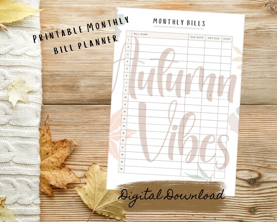 Monthly Bills Printable - Etsy