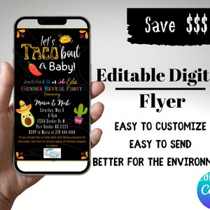 Taco Género Revelar Invitar Digital Género Revelar Fiesta Invitar Fiesta Temática Género Revelar Tema Taco Invitar Género Revelar Fiesta Evite