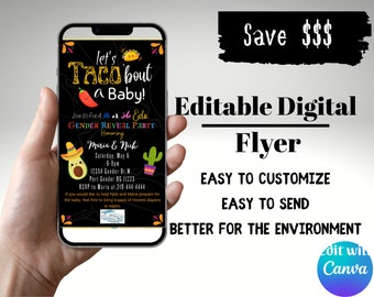 Taco Gender Reveal Invite Digital Gender Reveal Fiesta Invite Fiesta Themed Gender Reveal Taco Theme Invite Gender Reveal Party Evite