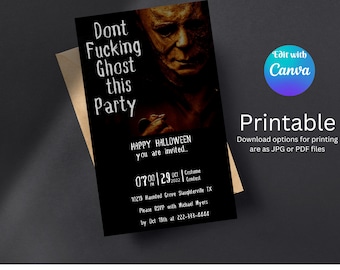 Adult Halloween Costume Party Invitation, Michael Myers Halloween Party Evite, Text Invitation ,Digital Halloween Invitation