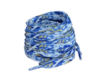 Braided Cotton Shoelaces: Ocean Blue, 140cm