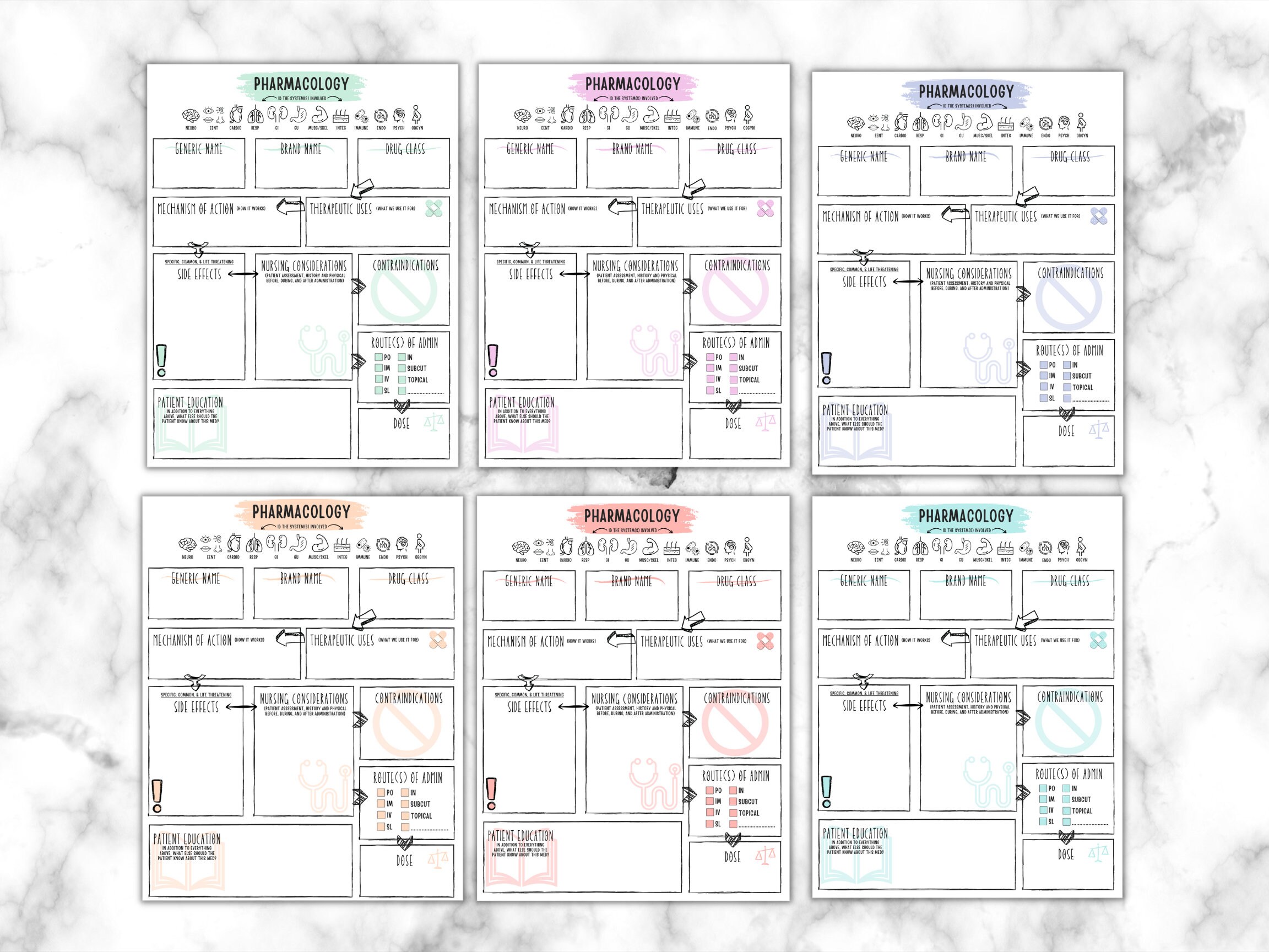 FILLABLE Nursing School Pharmacology Template | Printable Pharmacology ...
